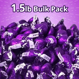 Bulk Dark Chocolate Candy for Special Melt-in-Your-Mouth Indulgence, Individually Wrapped in Purple Foils Mildly Sweet Dark Chocolate Treat Bulk Pack Sharing Size for Party Favors, 1.5lb