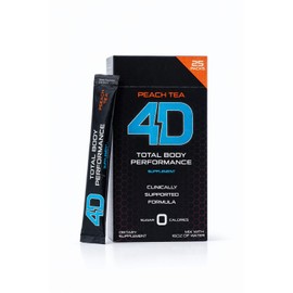 4D - Peach Tea 25 Unit - Electrolytes, Aminos, Vitamins & Energy Powder Packets - Zero Calories & Sugars - Gluten Free, Non-GMO, Keto & Vegan Friendly