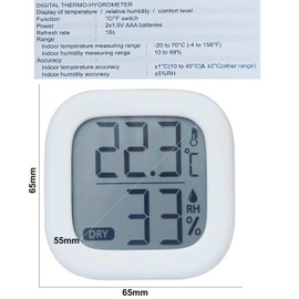 Digital Hygrometer Indoor Thermometer Humidity Meter Room Thermometer Temperature Humidity Monitor for Home, Bedroom, Baby Room, Office, Greenhouse, Cellar (Off White)