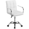 Yaheetech White Desk Chairs with Wheels/Armrests Modern PU Leather Office