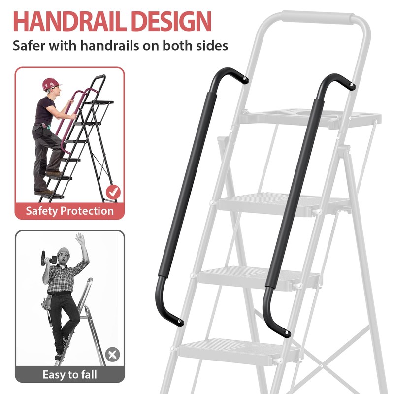 KINGRACK Folding 5 Step Ladder, Portable Ladder for Multi-Purpose, Home,