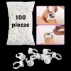 100 Piezas Anillos Para Pigmento De Pestaas,cejas.belleza Blanco