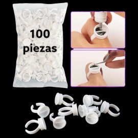 100 Piezas Anillos Para Pigmento De Pestaas,cejas.belleza Blanco                                                                                      