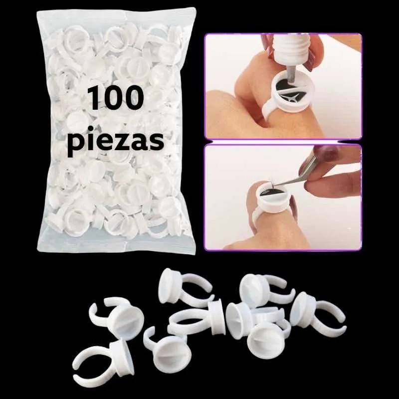 100 Piezas Anillos Para Pigmento De Pestaas,cejas.belleza Blanco