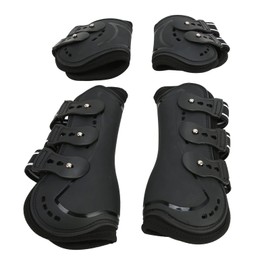 Horse Front Hind Leg Boots, Horse Leg Protector with Shock Absorption, Breathable Open Front PU Shell and Neoprene Lining, for Jumping, Show Riding (Large 26 X 17.7 X 25.6in)