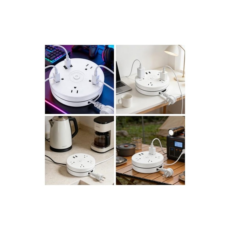 Kasoyo Retractable Power Strip with USB Ports - 4 AC