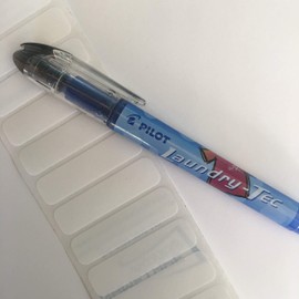 Laundry name badges, the set includes a pilot fabric marker and white iron-on labels, ideal for school, uniforms, nursing homes, etc. 50 Labels and Pilot Pen