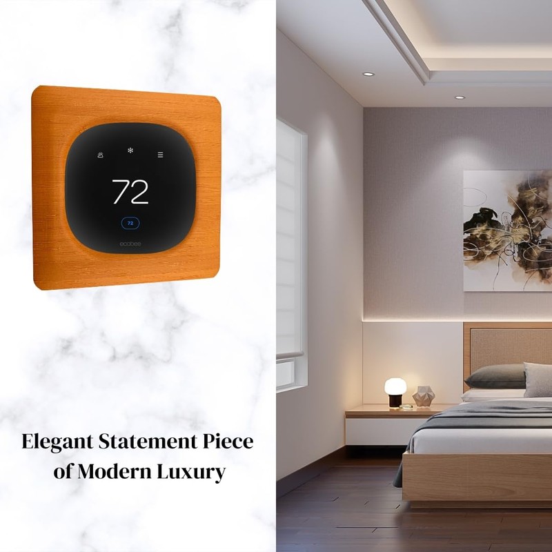 Hickory Wood Square Wall Plate for Ecobee Smart Thermostat Enhanced
