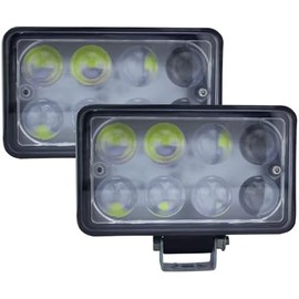 2 Faros Rectangulares con 8 Leds 32 Watts Luz Blanca