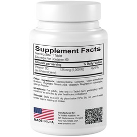 DR WELLME NUTRITION, Vitamin D3-5000 IU, Extra Strength Dietary Supplement for Bone, Muscle and Healthy Immune Support, 60 Tablets Easy-to-Swallow Packed for 2 Month Supply