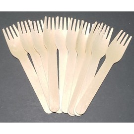Leaf Dry 100 units Pack - ECO Disposable Wooden Forks - Biodegradable Compostable Cutlery