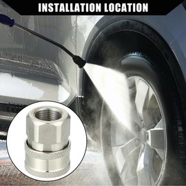 Hihaha Pressure Washer Coupler/Outer Female Washer Gun Adapter Universal for Car/Durable Stainless Steel 3/8" / 1 Pcs Silver Tone