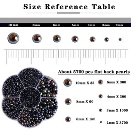 Aodse 6000 Pcs Nail Pearls for Nails Art,AB Black Half Pearls for Crafts,Flatback Pearls for Face Eyes Makeup,Round Flat Back Pearl for Charms DIY Crafting Charms Decorations Accessories