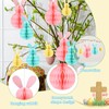 QILUCKY 6 PCS Easter Hanging Decorations,Easter Bunny Decorations,Rabbit Honeycomb Paper