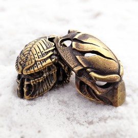CooB EDC Perlas de paracaídas para barba, abalorio, cordón para cuchillo. Abalorios de cuerda de paracaídas de metal fundido a mano, para accesorios de cuchillos, 1 lote (Predator + máscara # 2 plateada)