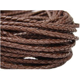 Leather Cord Round Braided 3 mm Brown 5 m – Choice of Lengths