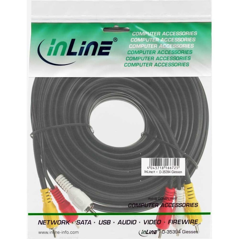 AV Cable, InLine®, 3x RCA M/M 0.5m