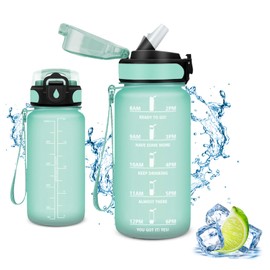 Vikaster Sports Water Bottle, Water Bottle with Straw 500 ml, Leak-Proof, BPA-Free, Sports Bottle for Camping, Yoga, Gym, School, Outdoors