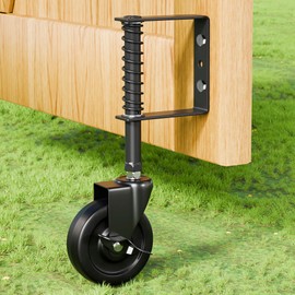 TIBEGOLD 4" Spring Loaded Gate Caster with Side Brake, Heavy Duty Gate Wheel for Outdoor Wooden Gate Fence, Gate Support Helper with 360° Swivel, Anti Sag Gate Kit, 220 Lbs Capacity, Black, 1 Pack