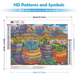 MOGTAA Landscape Diamond Art Painting Kits for Adults, DIY 5D Succulents Diamond Painting Kits for Adults Beginners, Full Round Drill Diamond Dots Crystal Craft Kits for Home Decor 30x40 cm