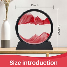 Mvxctfi Sand Art Liquid Motion Decor - 12 Inch Red Moving Sand Art, 3D Flowing Dynamic Sandscape for Relaxing Desktop and Office