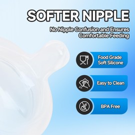 2 Pack Replacement Silicone Nipples Compatible with Nuk Simply Natural Bottle, BPA-Free, Anti-Colic Air System (M, Medium Flow)