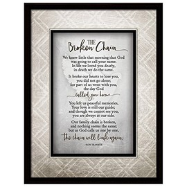 DEXSA Broken Chain Wood Frame Plaque - Made in the USA - 6.5"x8.5" Wall & Tabletop Decoration | Easel & Hanging Hook | The Broken Chain. We little knew that morning that God was going to call your name