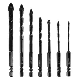 lasuroa 7pcs Four Edged Serrated Eccentric Drill Bit, 3+4+5+6+8+10+12mm Multifunction New 4 Flute Edge Sawtooth Eccentric Drill Bit High-Strength Steel Replacement Parts (Black)