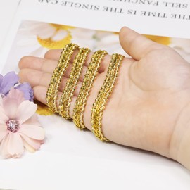 Length 22Yards 0.8cm/0.3in Wide Gold Fabric Decorative Lace Webbing for All Kinds of Sewn Garments, Curtains, Sewing and DIY Crafts Lamps Furniture Decoration (Gold - 0.8)