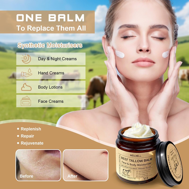 Beef Tallow Cream for Face & Body, Beef Tallow and