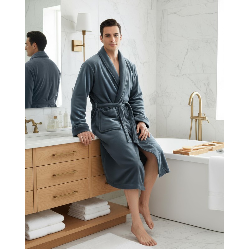 NY Threads Mens Robe, Luxury Plush Fleece Mens Bathrobe, Spa