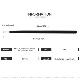 50 Pcs Black 3.54'' Lip Applicators Disposable, Lip Gloss Wands, Cookie Paint Brush Disposable Lip Applicators, Nail Polish Brushes Makeup Tool for Cookie Paint, Painting, Detail Brush