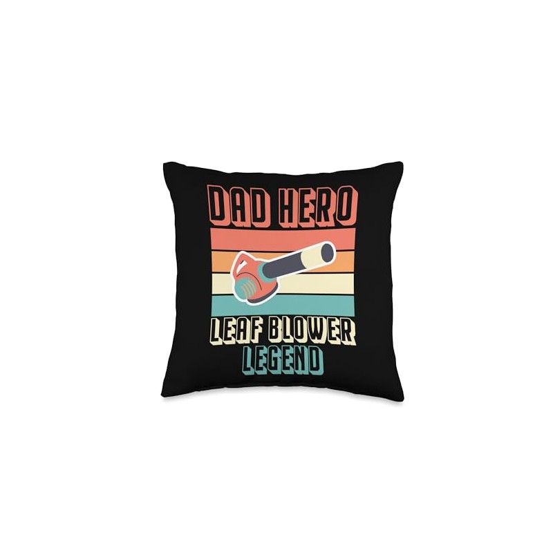 Dad Hero Leaf Blower Legend Fathers Day Throw Pillow