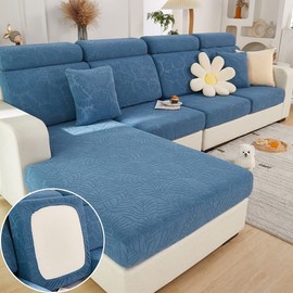 Jonuiony Universal Sofa Slipcover, Wear-Resistant Sofa Cover, L Shape Sectional Headrest Couch Covers, Sofa Head Rest Cushion Slipcovers, High Stretch Furniture Protector(Leaves Blue,Headrest Cover)