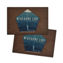Newfound Lake, New Hampshire, Lake Essentials, Lake Depth, (4x6 Birch Wood Postcards, 2-Pack Stationary, Rustic Home Wall Decor)