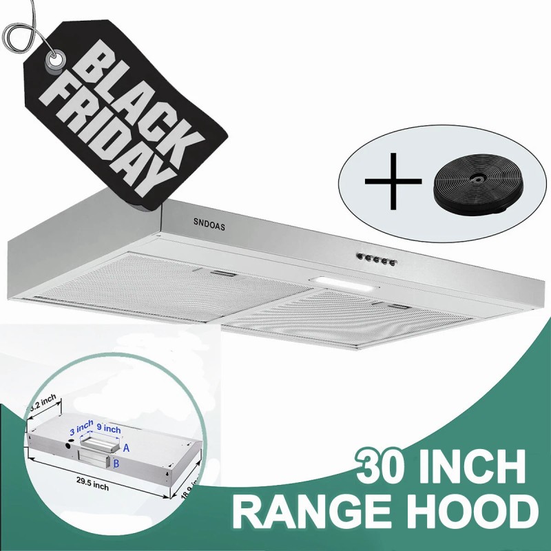 SNDOAS 30inch Under Cabinet Range Hood 230 CFM Stainless Steel