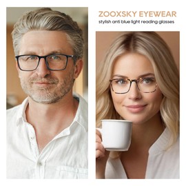 zooxsky 5 Pack Reading Glasses for Women/Men Blue Light Blocking Computer Readers Anti Eye Strain Square Eyeglasses with Spring Hinge(Mix, +1.5)