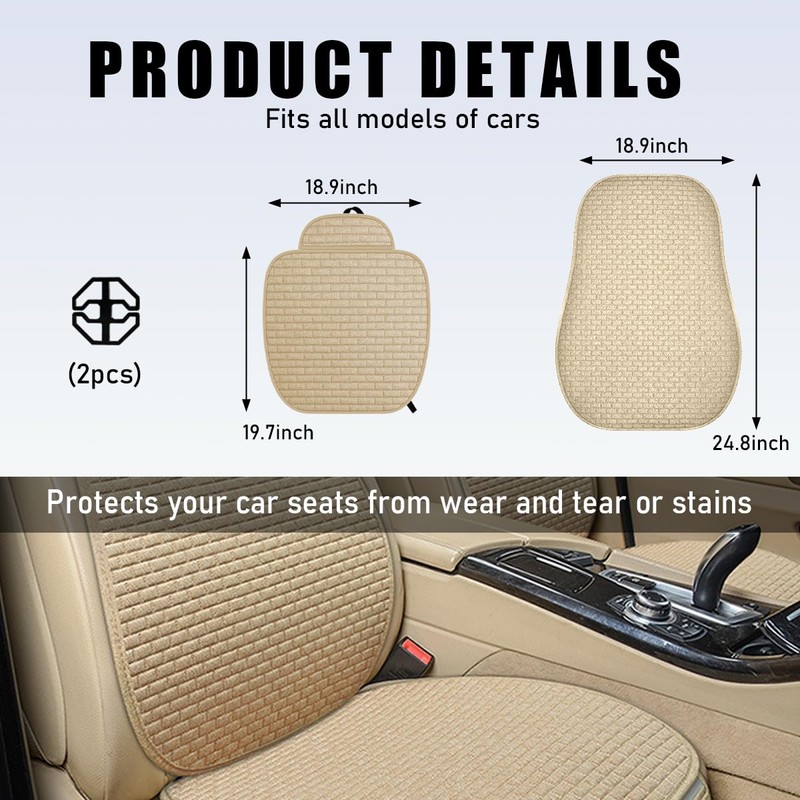 Yourkar 4PCS Car Seat Cover Pad, Breathable Auto Front Seat
