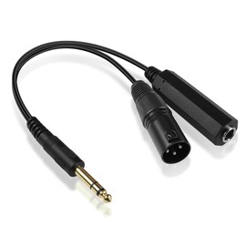 GELRHONR 6.35 mm 1/4 Inch TRS Splitter Cable, Stereo 6.35 mm 1/4 Male to 3-Pin XLR Balanced Mic Cable Adapter for Speakers, Condenser, Mic, Guitar, Mixer, AMP-15 cm (XLR Male)