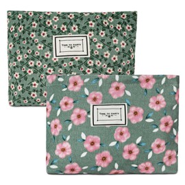 Aucuu Toiletry Bag, Cosmetic Bag, Corduroy, Cosmetic Bag, Multifunctional, Large Capacity Cosmetic Bag, Wash Bag, Travel Toiletry Bag, Makeup Bag, Organiser, Green, floral pattern