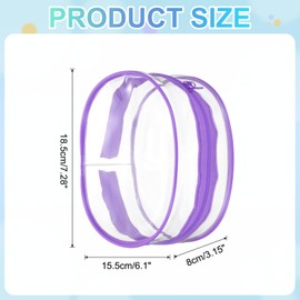 sourcing map Figure Display Bag with Keychain, 15.5 x 8 x 18.5 cm PVC Oval Portable Dolls Pouch Carrying Case Storage Bag Keychain Charm for Showing Off Boxes Dolls, Purple