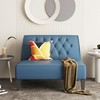 Alunaune Upholstered Blue Loveseat Bench Couch for Bedroom, Modern Cushioned