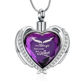 VCCWYQK Cremation Jewelry Crystal Heart Necklace for Ashes, Urn Necklace Keepsake for Urn for Memorial Jewelry (X-2)