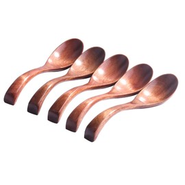 Wooden Soup Spoons set of 5, Japanese Soup Spoons for Soup Noodle Oat