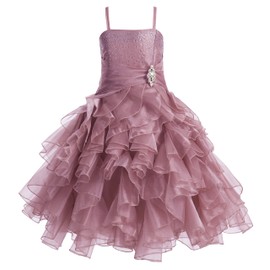 ekidsbridal Elegant Stunning Rhinestone Organza Pleated Ruffled Flower Girl Dress 164s 10