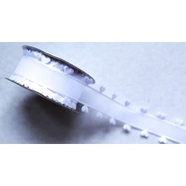 CaPiSo 10 m 40 mm Organza with Heart Gift Ribbon Hearts Decorative Ribbon Heart Ribbon Organza Ribbon Wedding Christmas (White)