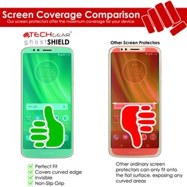 TECHGEAR [2 Pack] Screen Protectors to fit Motorola Moto G6 Play [ghostSHIELD Edition] Genuine Reinforced Flexible TPU Screen Protector Guard Covers with Full Screen Coverage inc Curved Screen