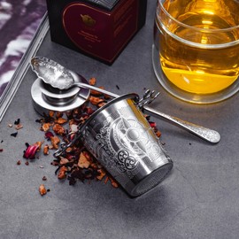 Tea Basket For Loose Tea Loose Leaf Tea Steeper For Loose Leaf Tea Stainless Tea Infuser Fine Mesh Tea Infuser Tea Filter Strainer Tea Diffusers For Loose Tea Brewer (Shangrila Moonlight - Silver)