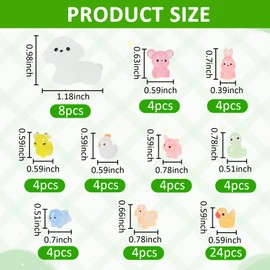 LALASTYLE 64pcs Luminous Resin Animal, Tiny Toy Resin Dogs, Ducks, Snakes, Horses, Chickens, Pigs, Rabbits, Cows and Rats, Colorful Tiny Animals Glow in the Dark, Mini Landscape for Garden Dollhouse O