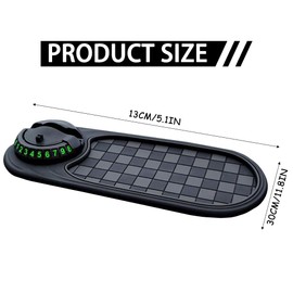 Alwodici Multifunctional Car Anti Slips Pad Vehicle-Mounted Anti-Slip Mat with Phone Holder Non Slip Cars Dashboard Mat With A Temporary Parking Number Rotating Car Phone Holder (Grey)
